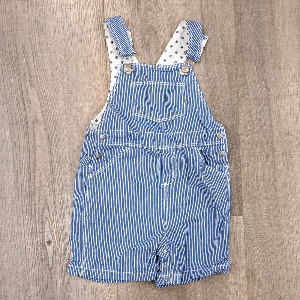 PETIT BATEAU Railroad Pinstripe Baby Shortalls Overalls Shorts